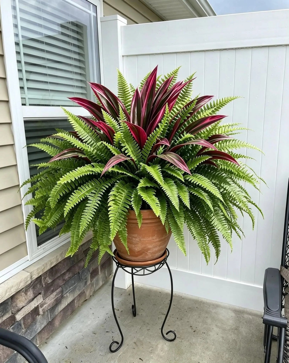 🔥LAST DAY SPECIAL 50% 🌿UV-Resistant Artificial Fern & Red Dracaena Decorative Plants &ndash; Full, Lush & Fade-Resistant!