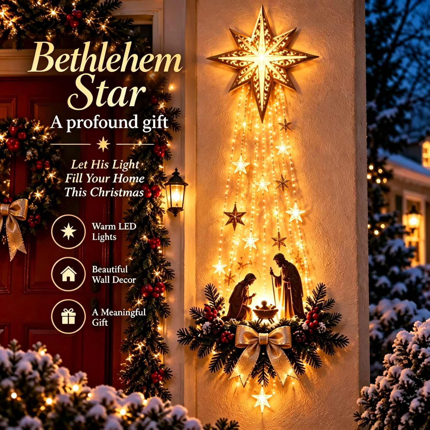 ✨Last Day 49% OFF✨✝️ Bethlehem Star – Lighted Nativity Wall Decor