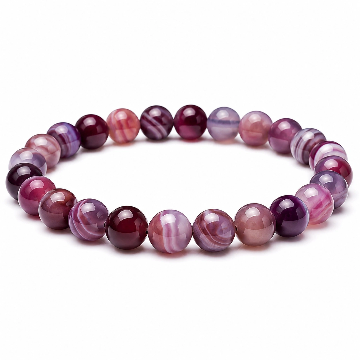 Elegantes Lila Achatperlen-Armband 18cm-homverica