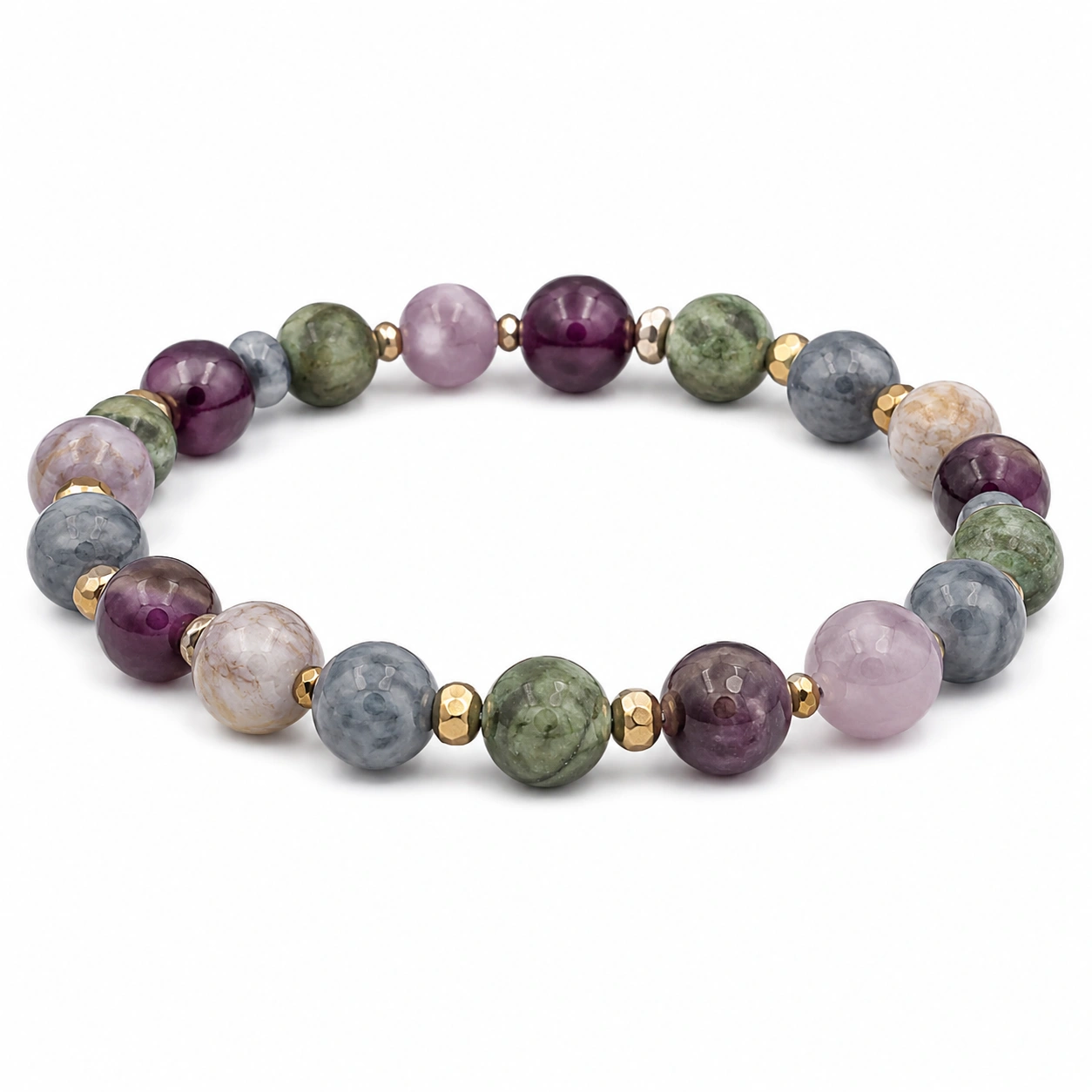 Elegantes Armband aus mehrfarbigen Natursteinperlen, 18 cm-homverica