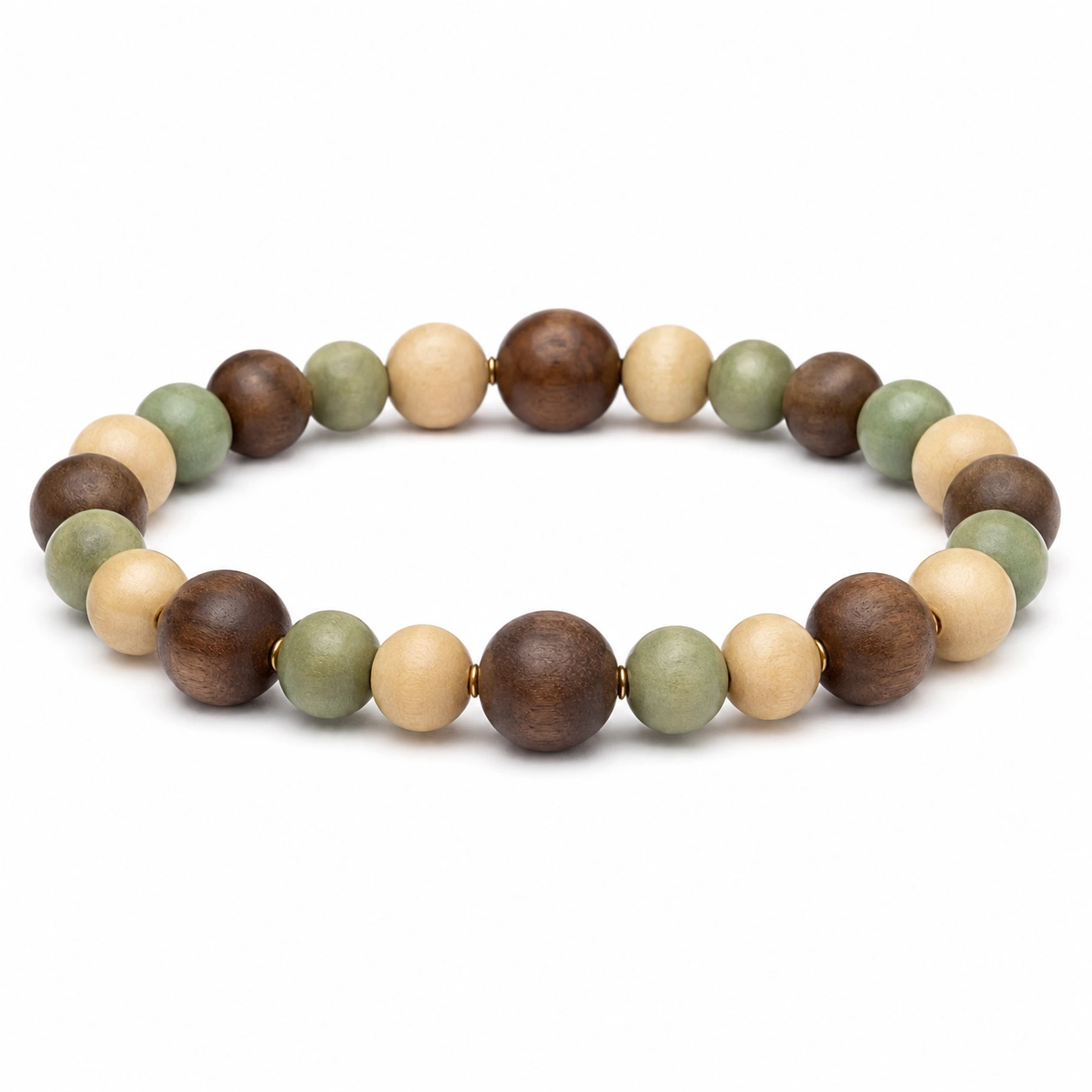 Holzperlen Armband Braun/Beige/Grün-homverica