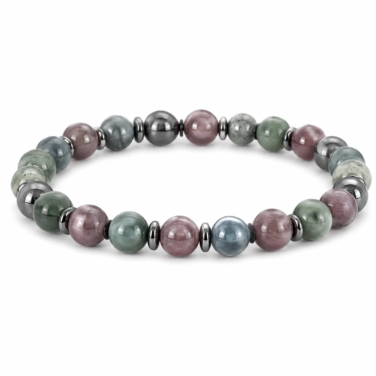 Elastisches Armband mit Natursteinperlen in Mehrfarbig-homverica