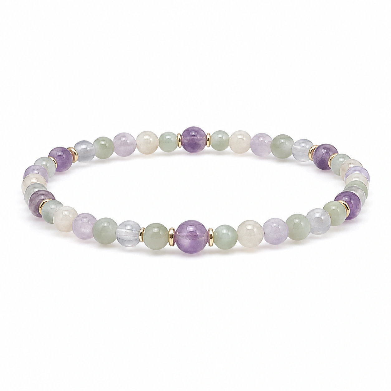 Edelstein Armband aus Amethyst und Jade, Elastisch, 18 cm-homverica