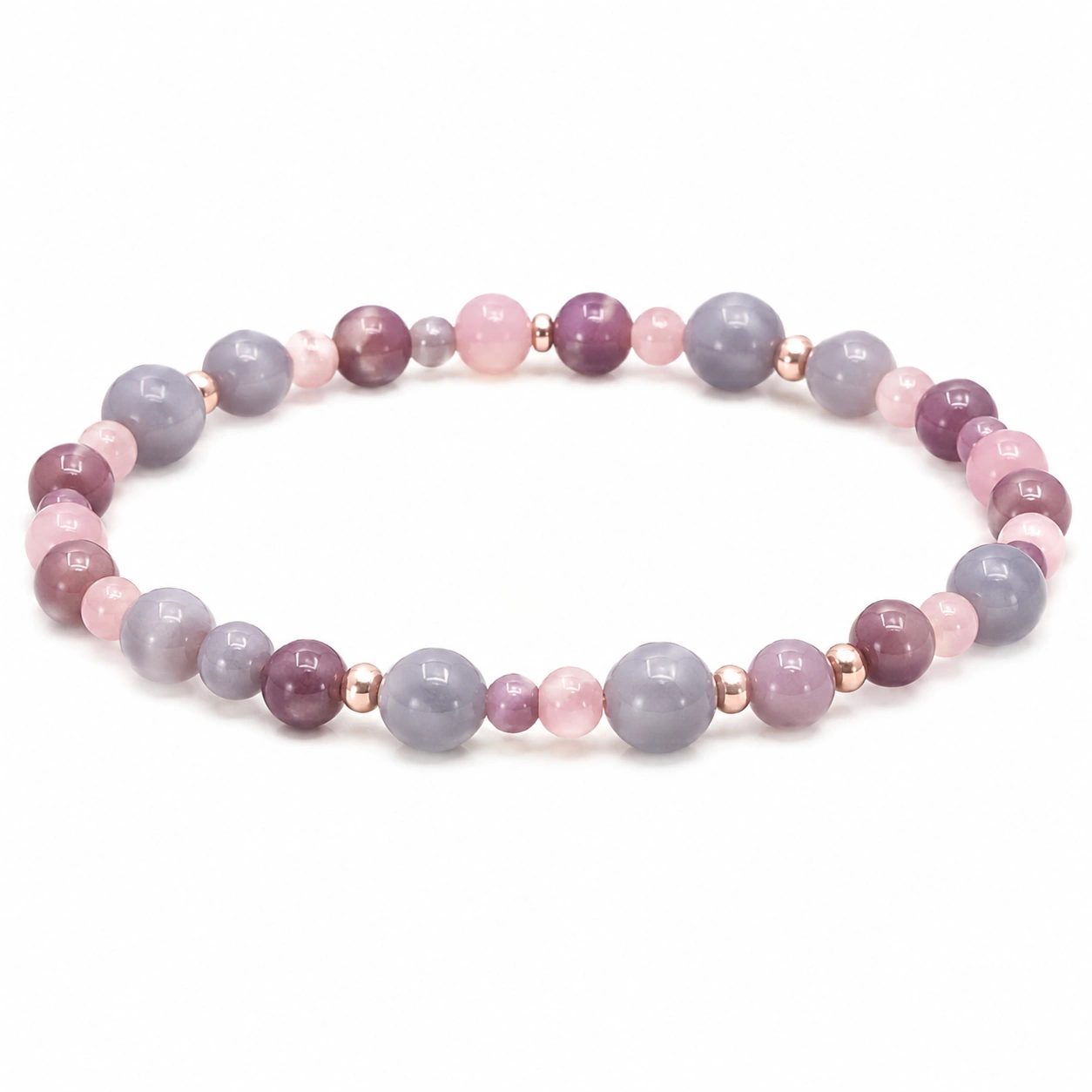 Elastisches Edelsteinarmband in Rosé und Violett-homverica