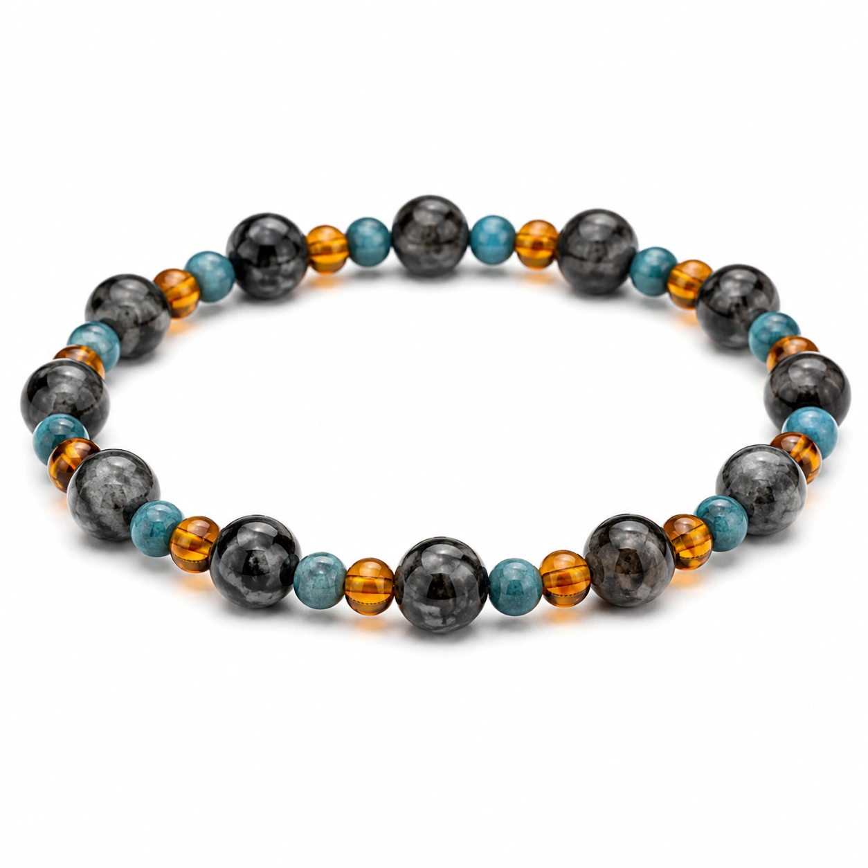 Elegantes Perlenarmband aus Onyx, Apatit und Bernstein - Schwarz/Blau/Orange-homverica