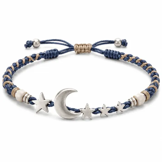 Lila Silber Mond und Sterne Armband mit Verzierungen-homverica