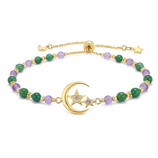 Armband mit Mond- und Sternmotiv, Silber/Bronze, 20 cm-homverica