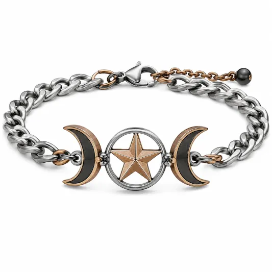 Elegantes Mehrfarbiges Armband mit Mond und Sternen-homverica