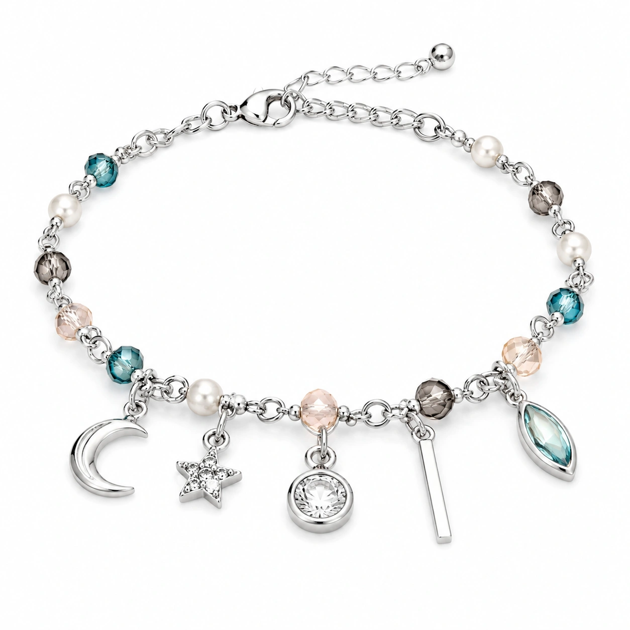 Charm-Armband mit bunten Anhängern und Perlen-homverica