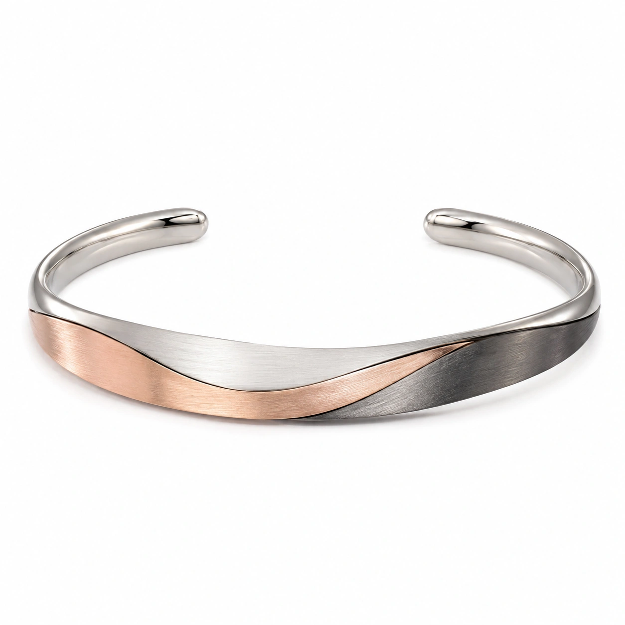 Offener Armreif in Silber und Roségold-homverica