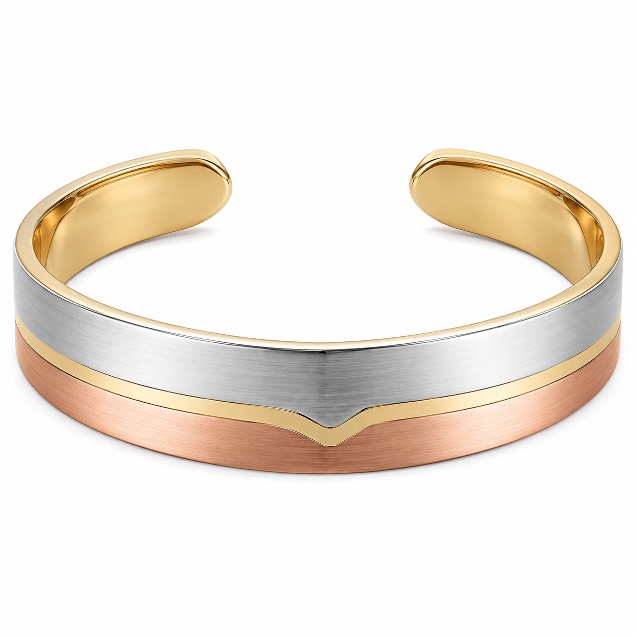 Klassischer Armreif mit Blattmuster in Silber und Gold-homverica