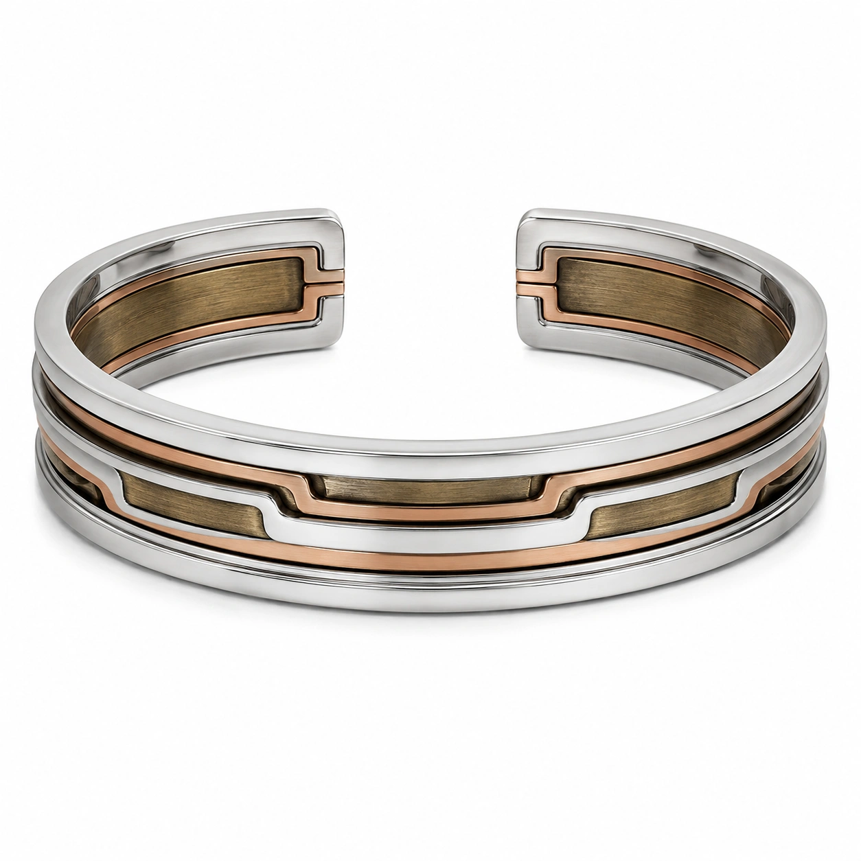 Moderner Armreif im gehämmerten Design in Gold, Silber und Schwarz-homverica
