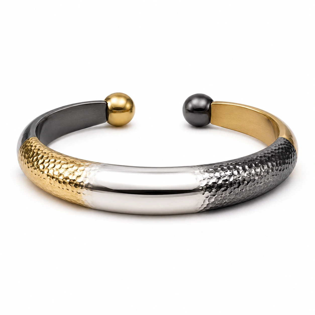 Herren Armreif Bicolor Silber und Gold-homverica