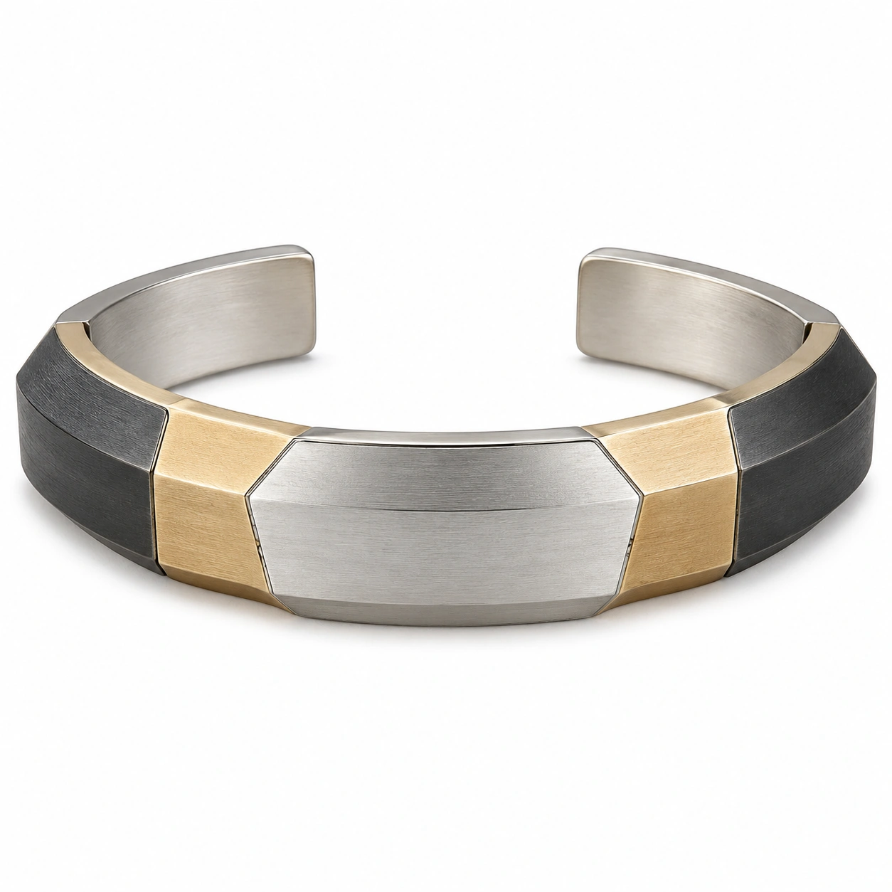 Offenes Manschettenarmband mit Wellenmuster in Bronze, Gold und Silber-homverica