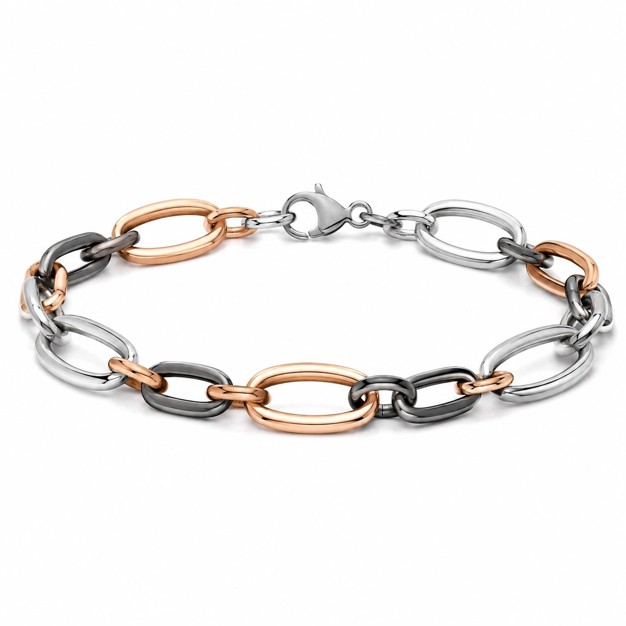 Bicolor Armband Gliederkette 21cm Silber/Gold-homverica