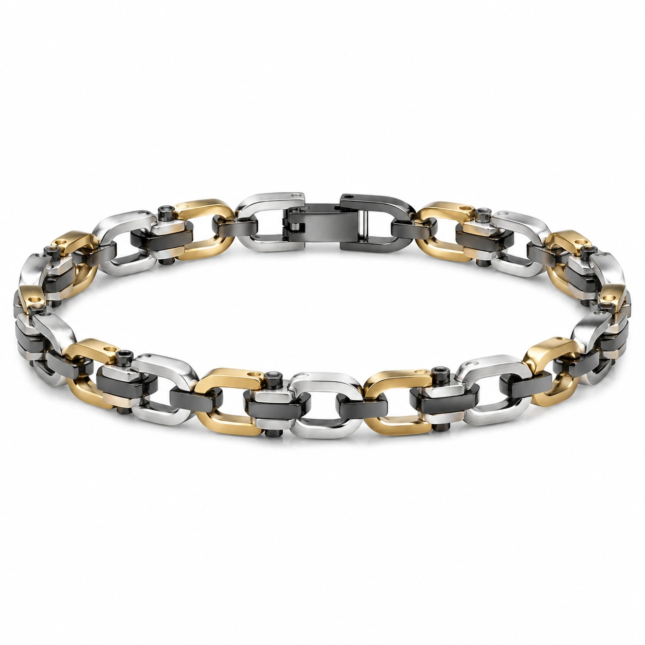 Damen Armband Edelstahl Bicolor Rosé Silber Schwarz-homverica