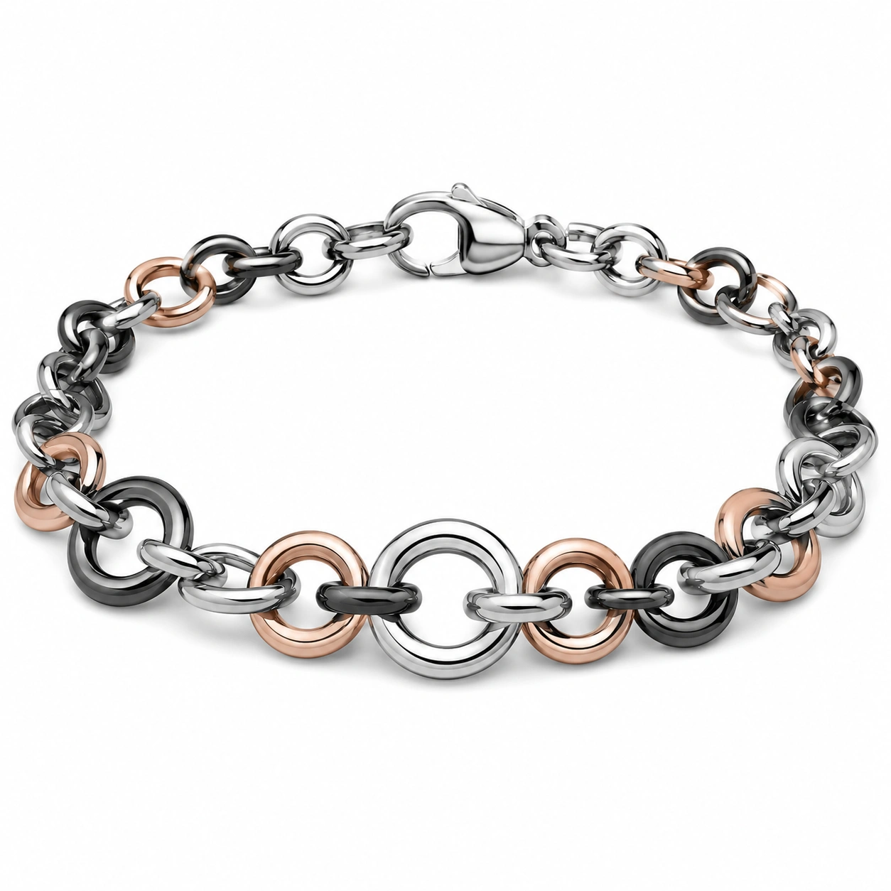 Elegantes Damen-Armband in Bicolor mit Toggle-Verschluss, Länge 20 cm-homverica
