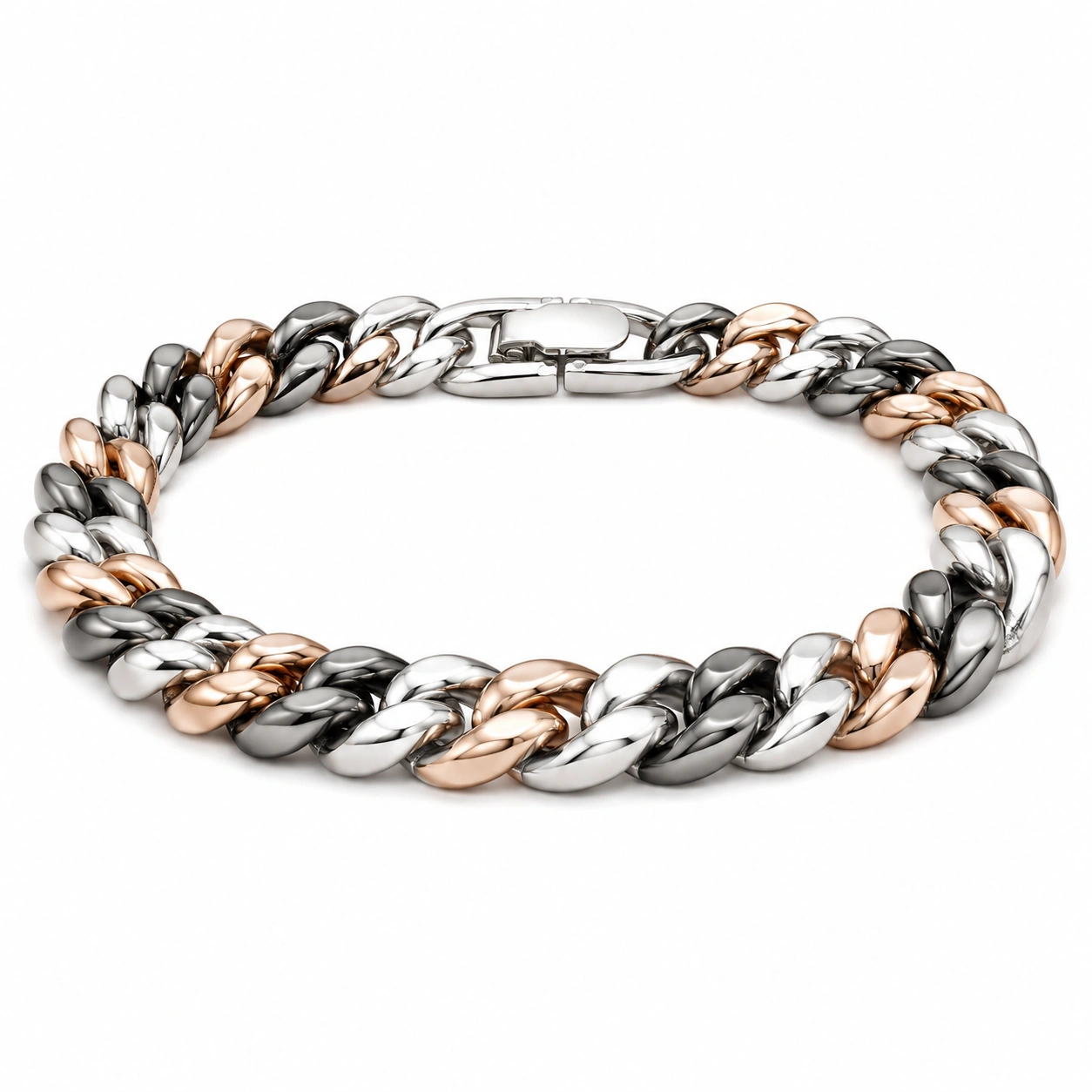 Geflochtenes Damenarmband in Gold, Silber und Roségold-homverica