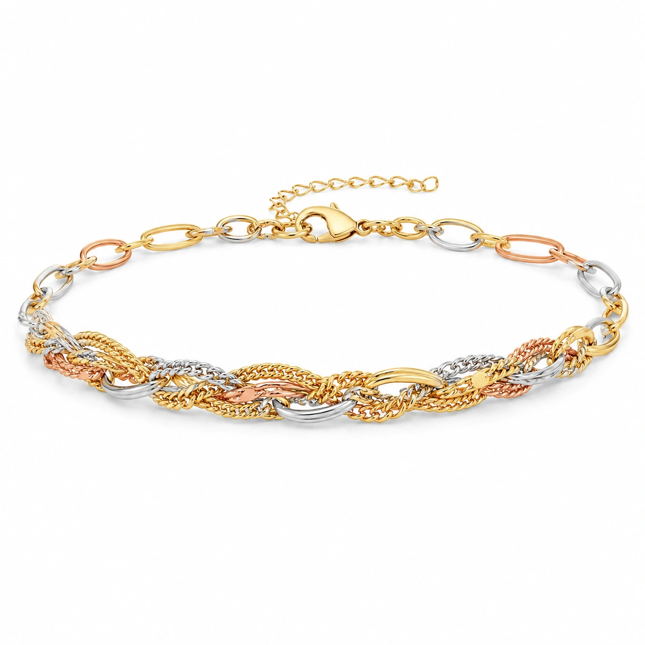 Herren Edelstahlarmband Bicolor Silber-Gold 21cm-homverica