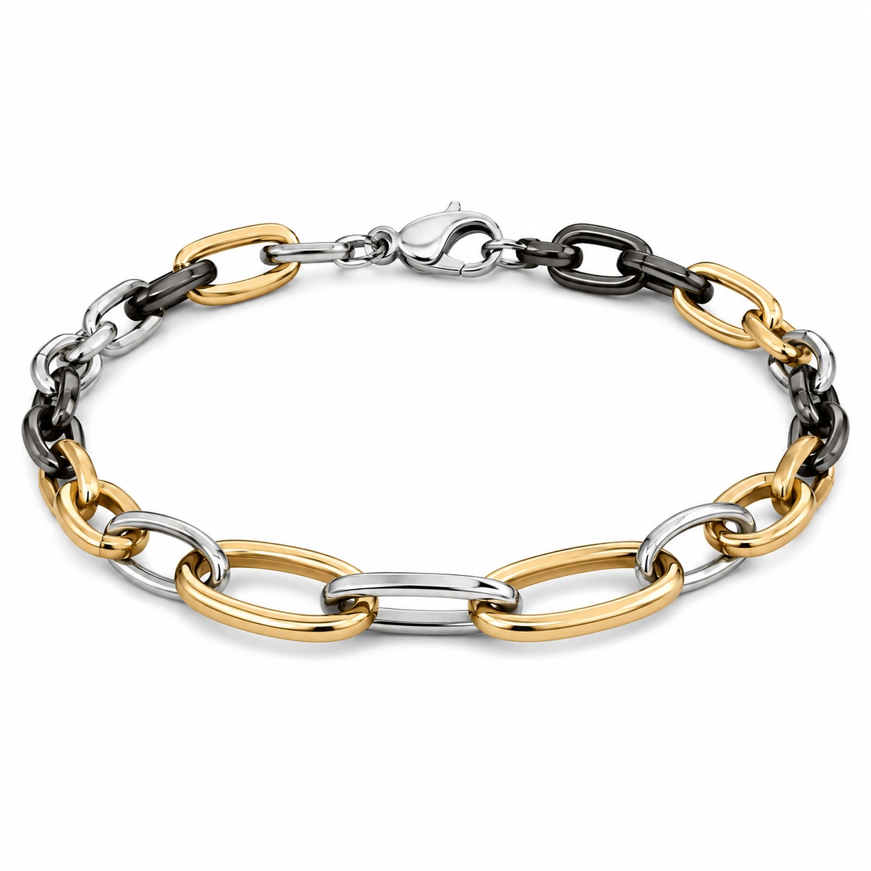 Armband mit verstellbaren Gliedern in Schwarz, Gold und Silber-homverica