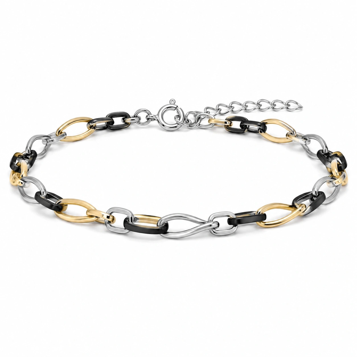 Elegantes Kettendesign Armband in Roségold, Silber und Schwarz-homverica