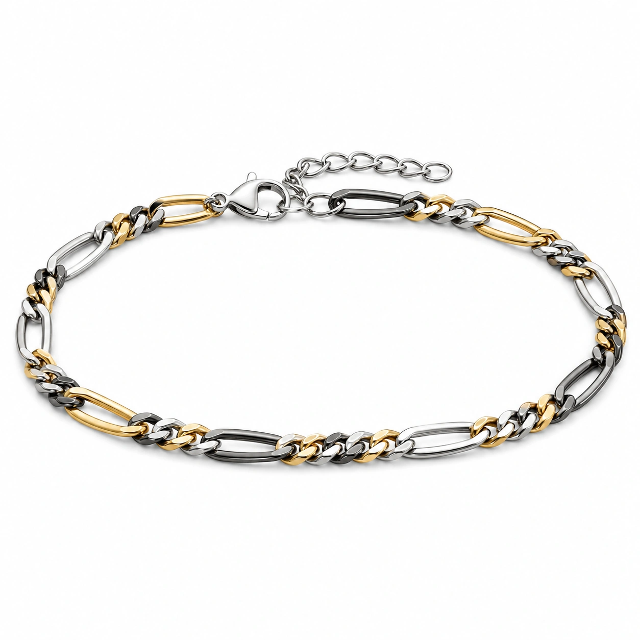 Dreifarbiges Kettenglieder-Armband Gold/Silber/Roségold-homverica
