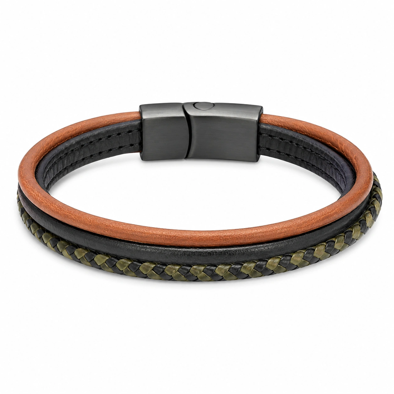 Mehrschichtiges Armband mit Magnetverschluss in Blau/Schwarz/Braun-homverica