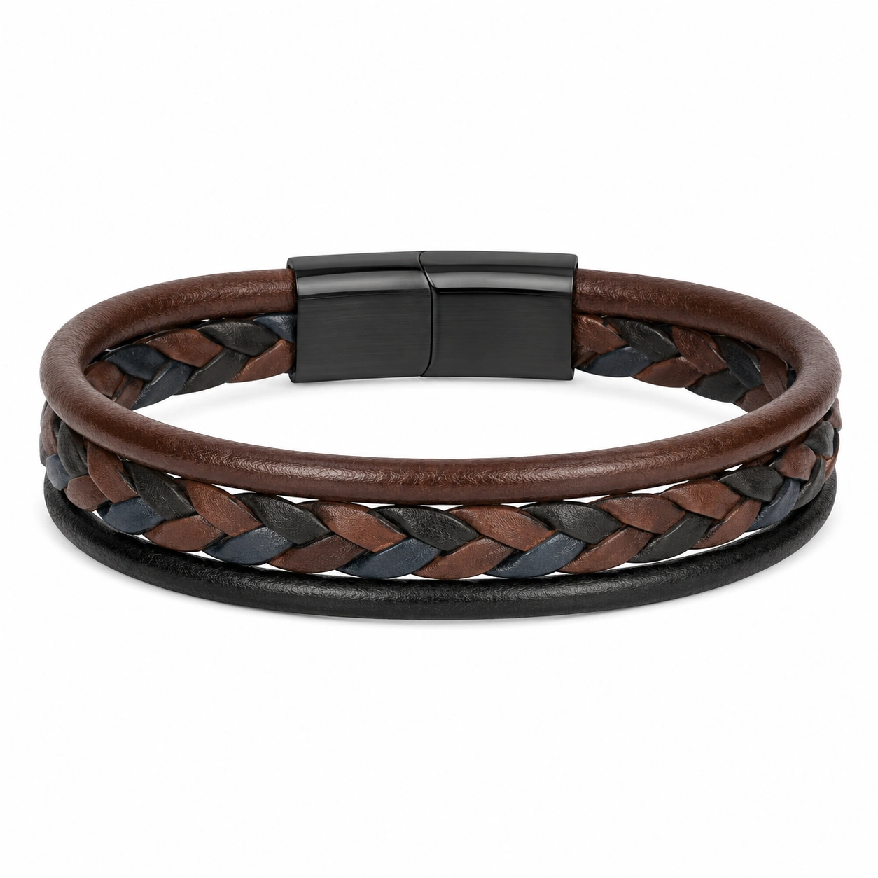 Geflochtenes Lederarmband mit Magnetverschluss in Mehrfarbig-homverica