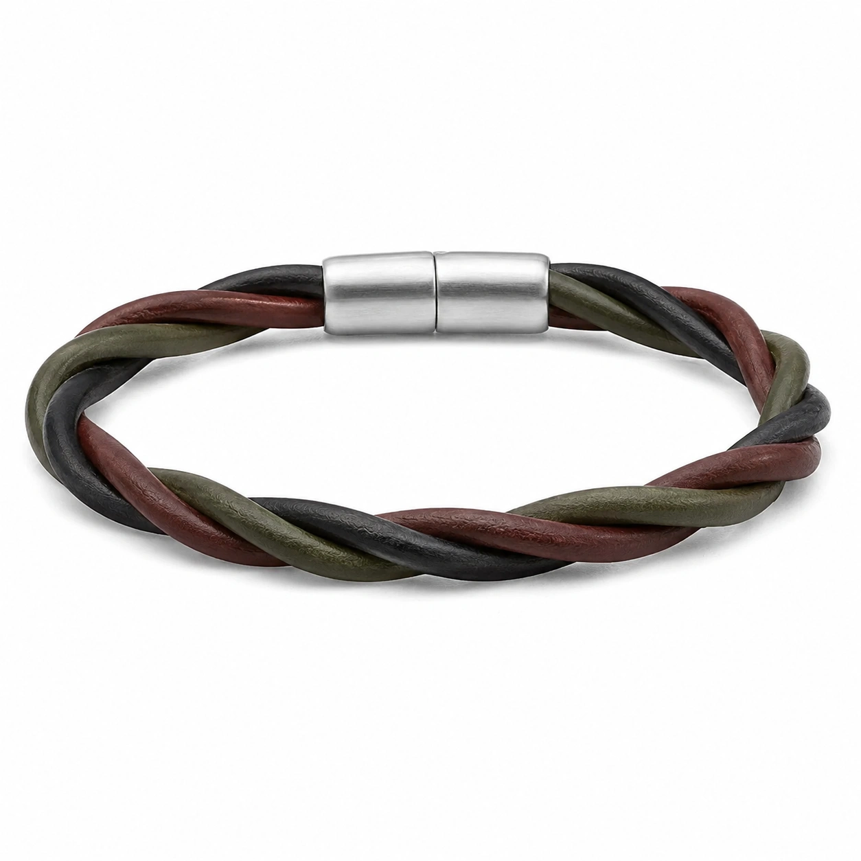 Geflochtenes Armband mit Magnetverschluss in Braun und Grün-homverica