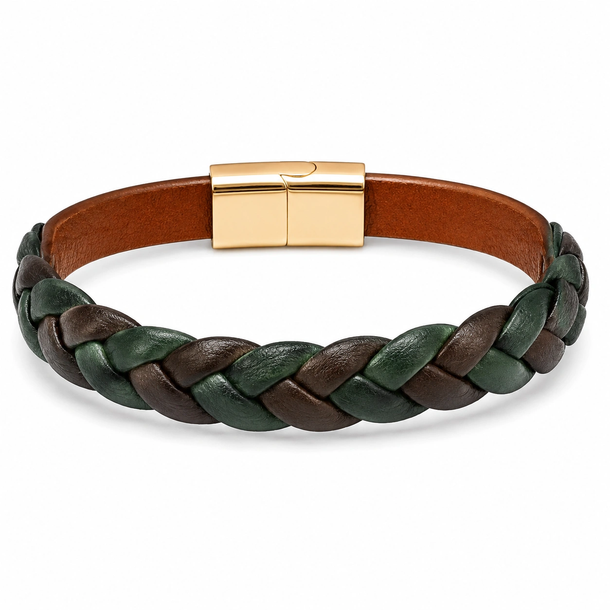 Rustikales Herren Lederarmband Braun/Beige mit Magnetverschluss-homverica