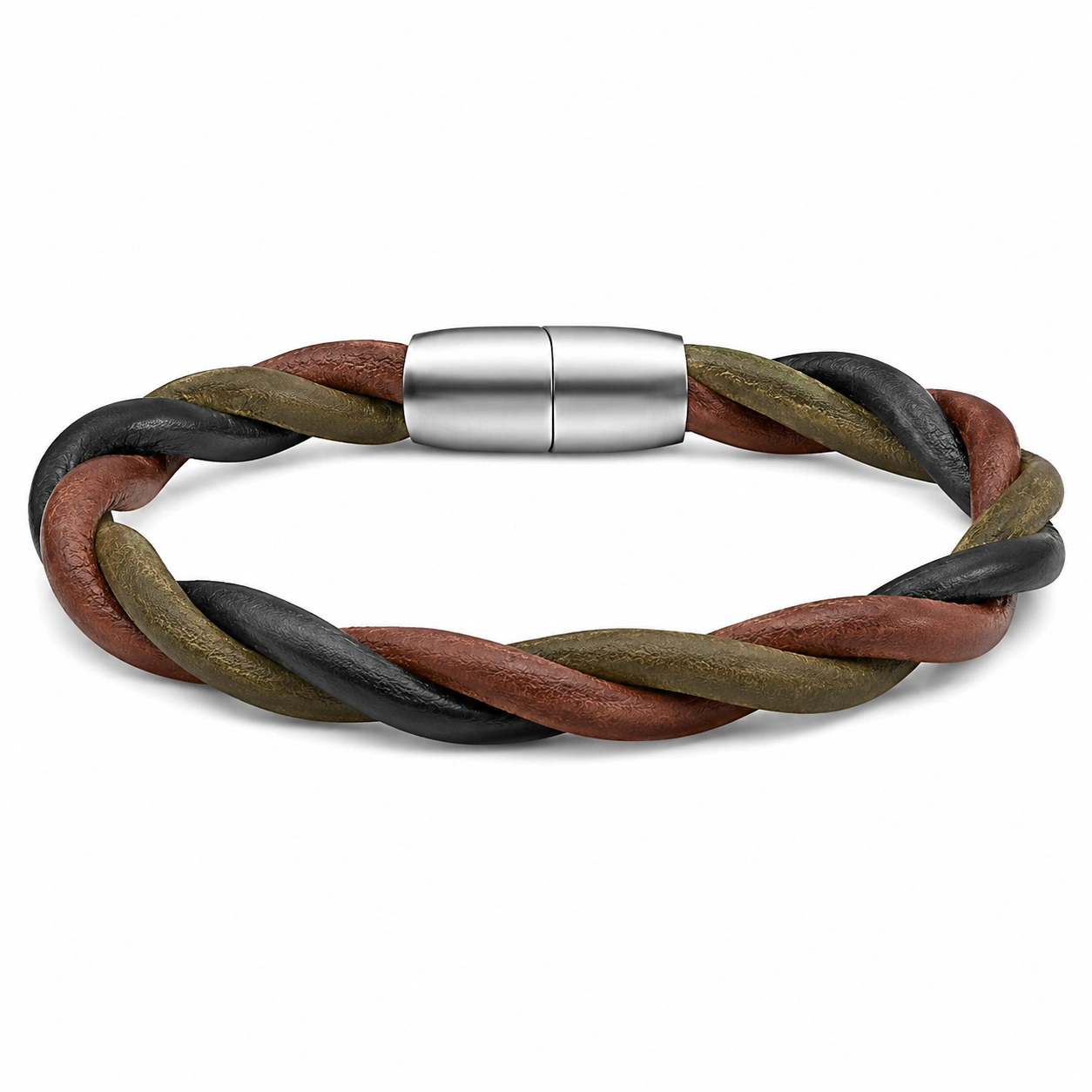 Geflochtenes Armband mit Hakenverschluss, Blau/Braun/Beige, 20 cm-homverica