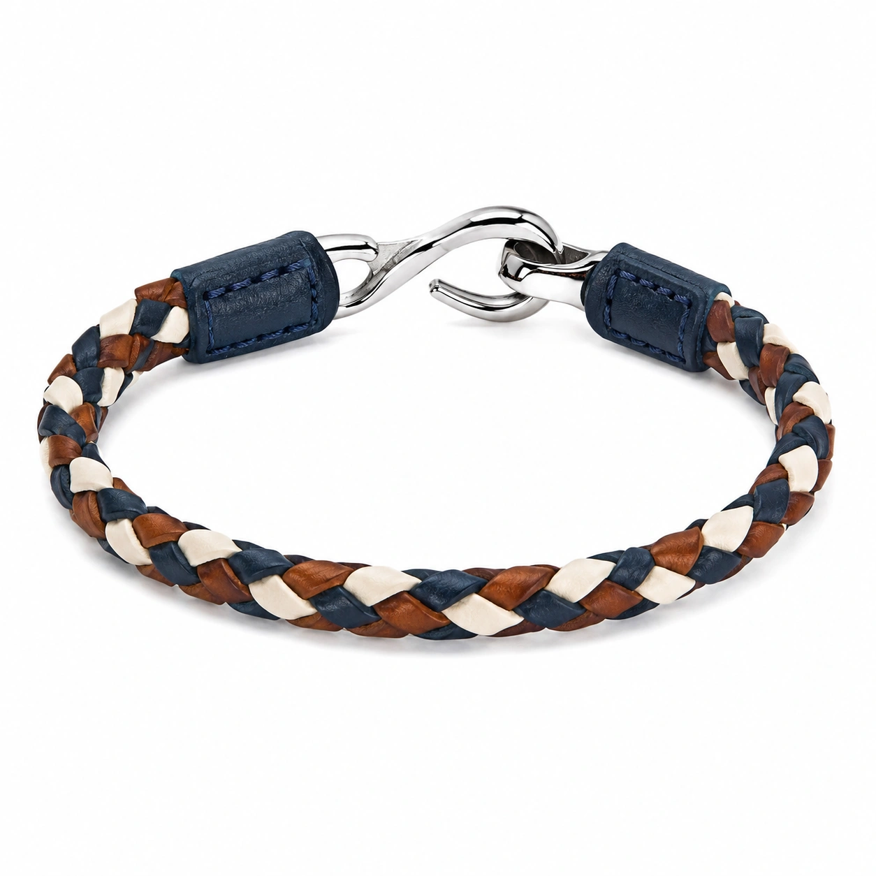 Geflochtenes Armband mit Magnetverschluss, Schwarz/Braun/Grün, 21cm-homverica