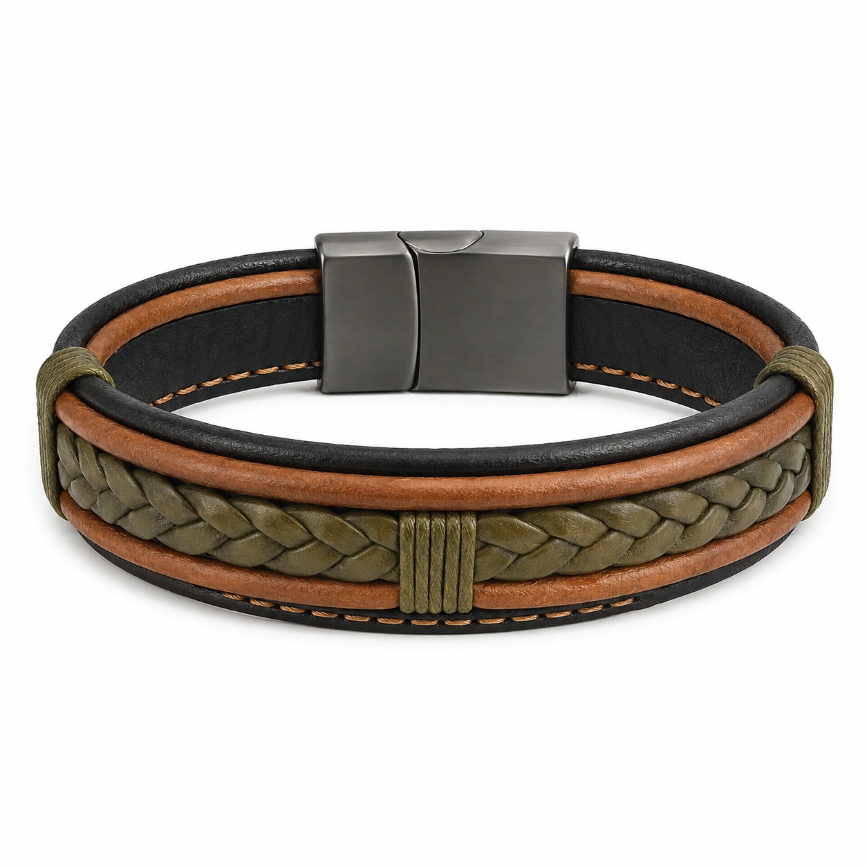Lebensbaum Armband Geflochten mit Anhänger Beige/Grün-homverica