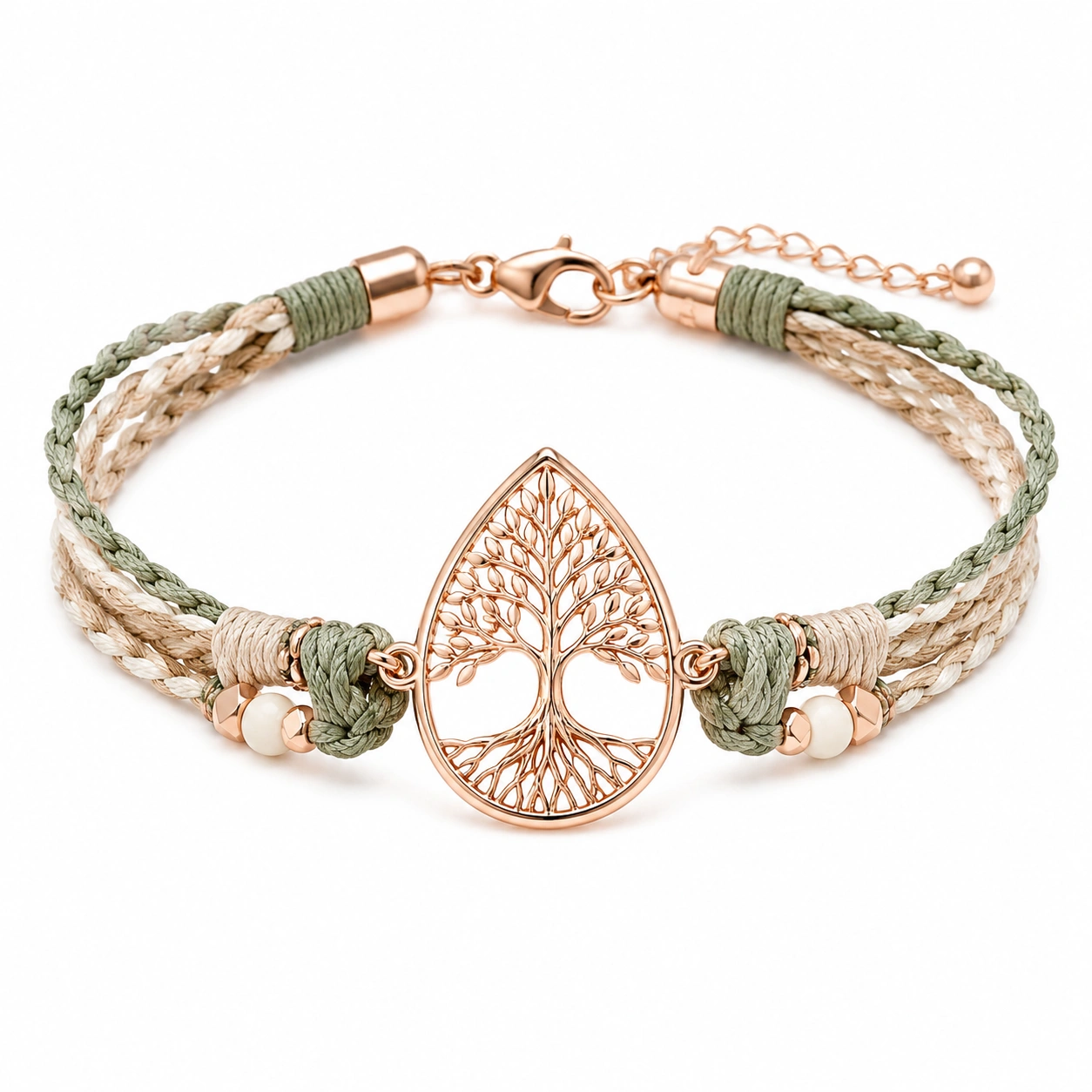 Verstellbares Lebensbaum Armband in Blau und Silber-homverica