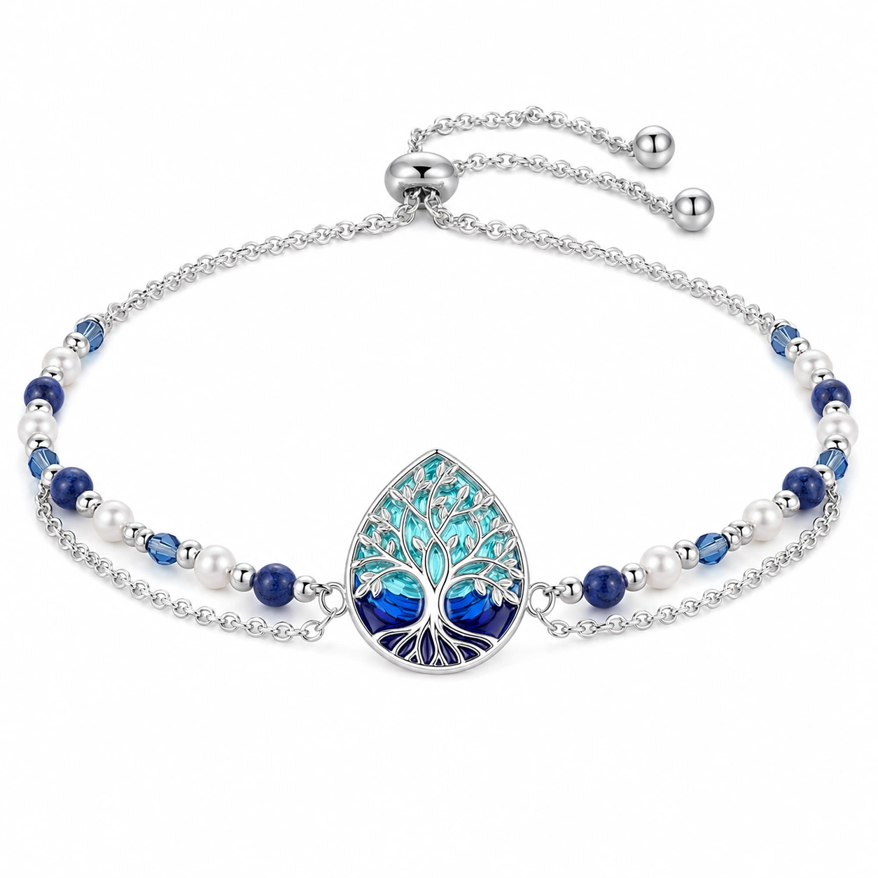 Elegantes Armband mit Lebensbaum-Motiv in Gold, Silber und Grün-homverica