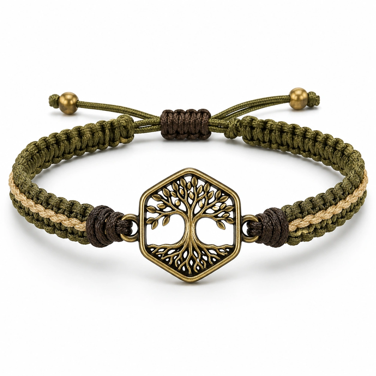 Geflochtenes Verstellbares Armband in Grün/Blau/Beige-homverica