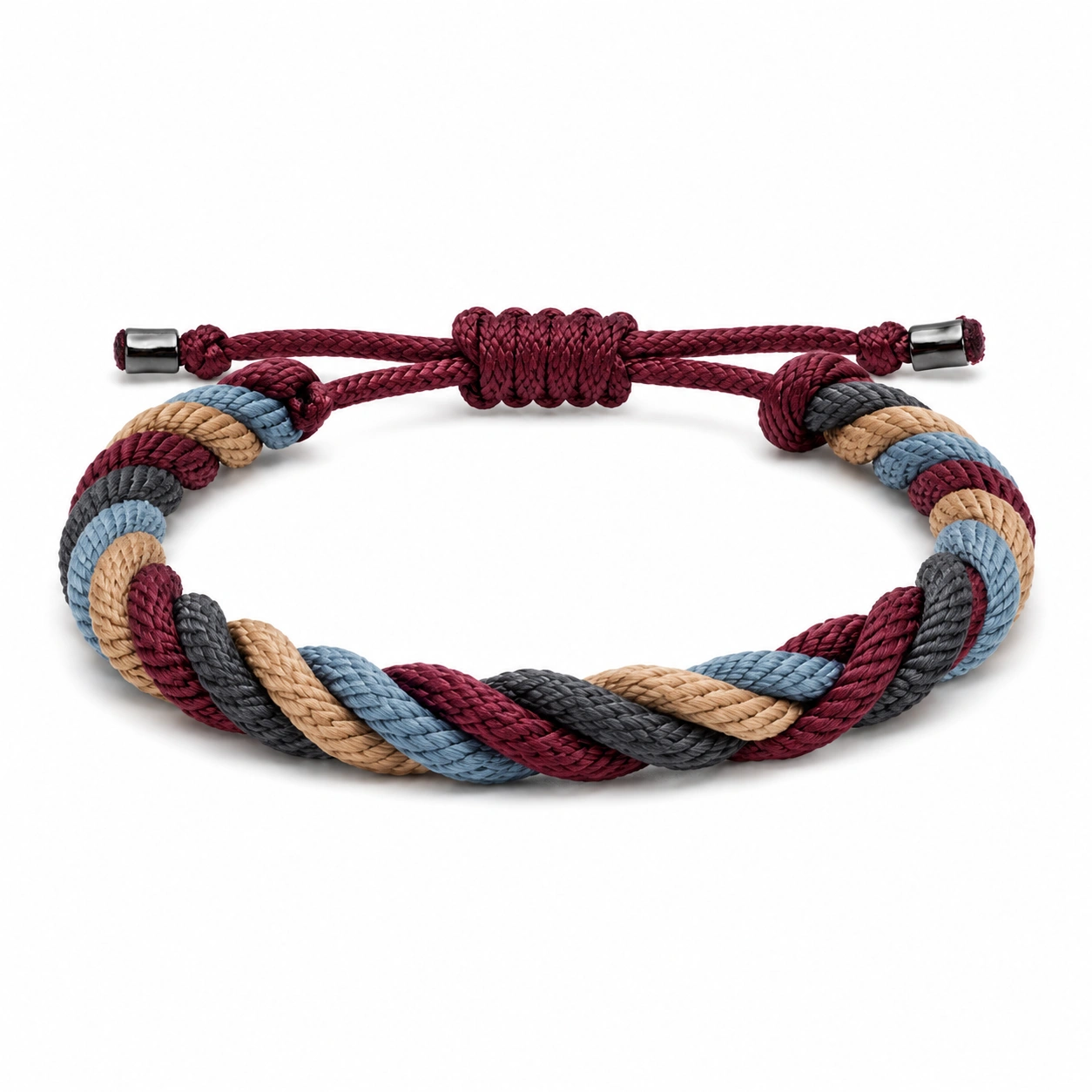 Geflochtenes verstellbares Armband in Blau/Beige/Oliv-homverica