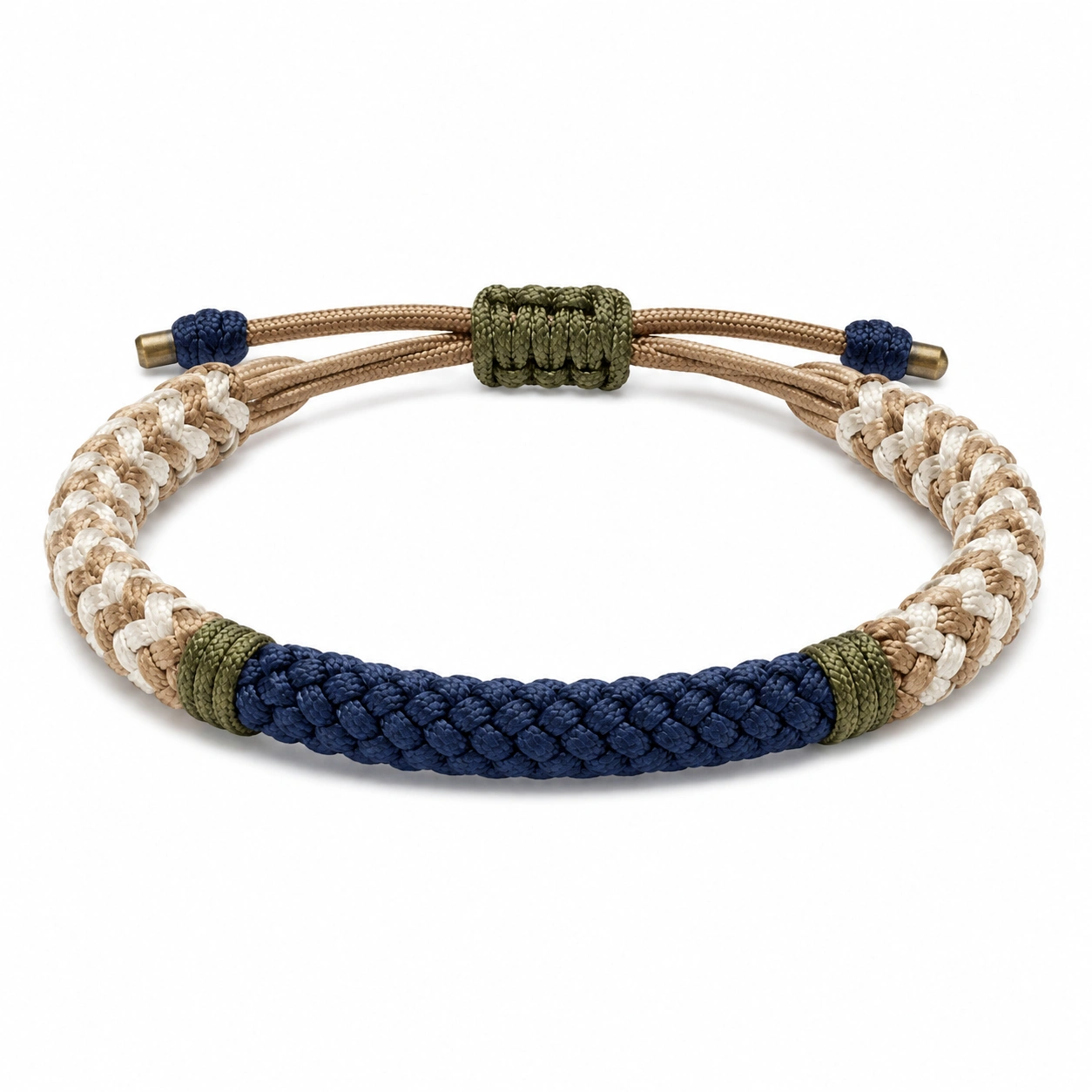 Handgefertigtes Armband aus Seil in Beige, Blau und Braun-homverica