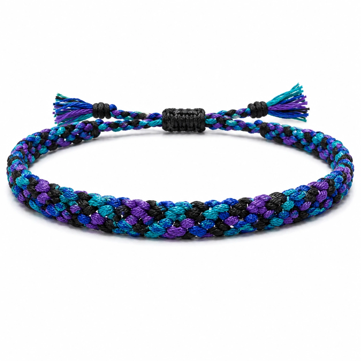 Verstellbares handgefertigtes Makramee-Armband in Braun, Beige, Blau und Grau-homverica