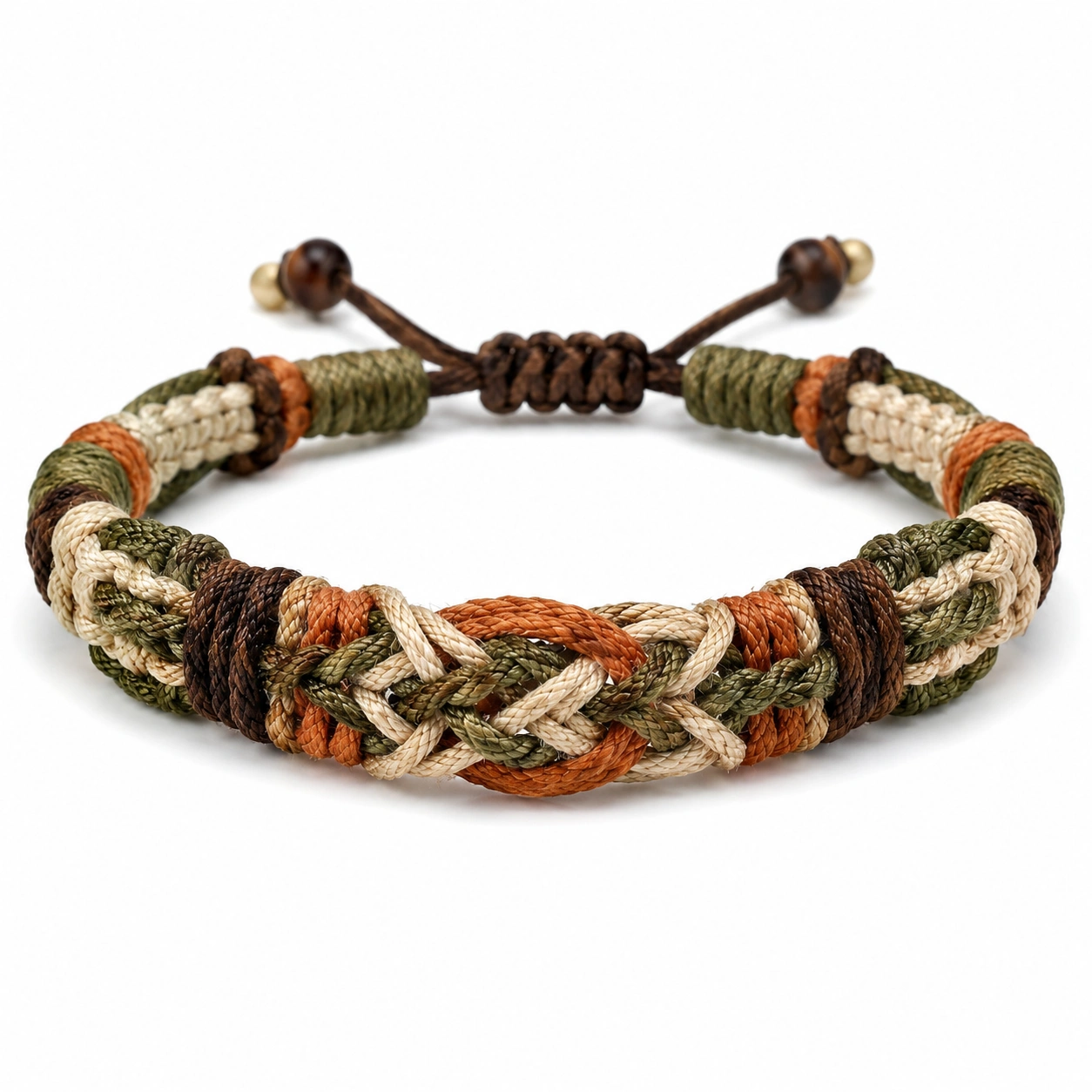 Geflochtenes Armband verstellbar in Beige, Braun, Blau und Grau-homverica