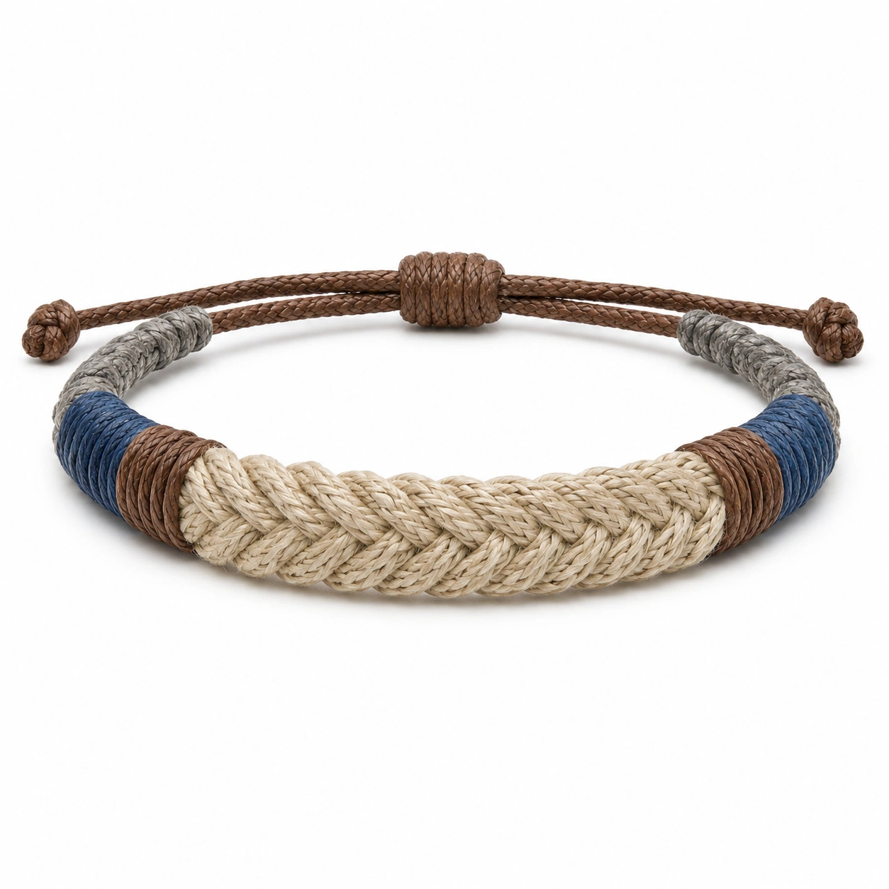 Verstellbares Geflochtenes Armband Blau/Orange/Beige-homverica