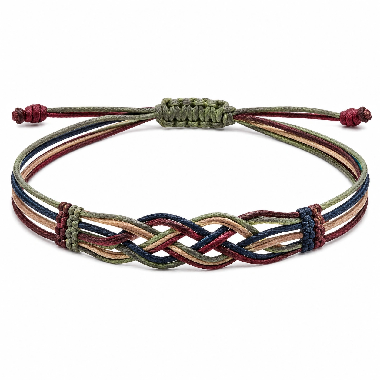 Verstellbares geflochtenes Armband in Rot, Blau und Weiß-homverica