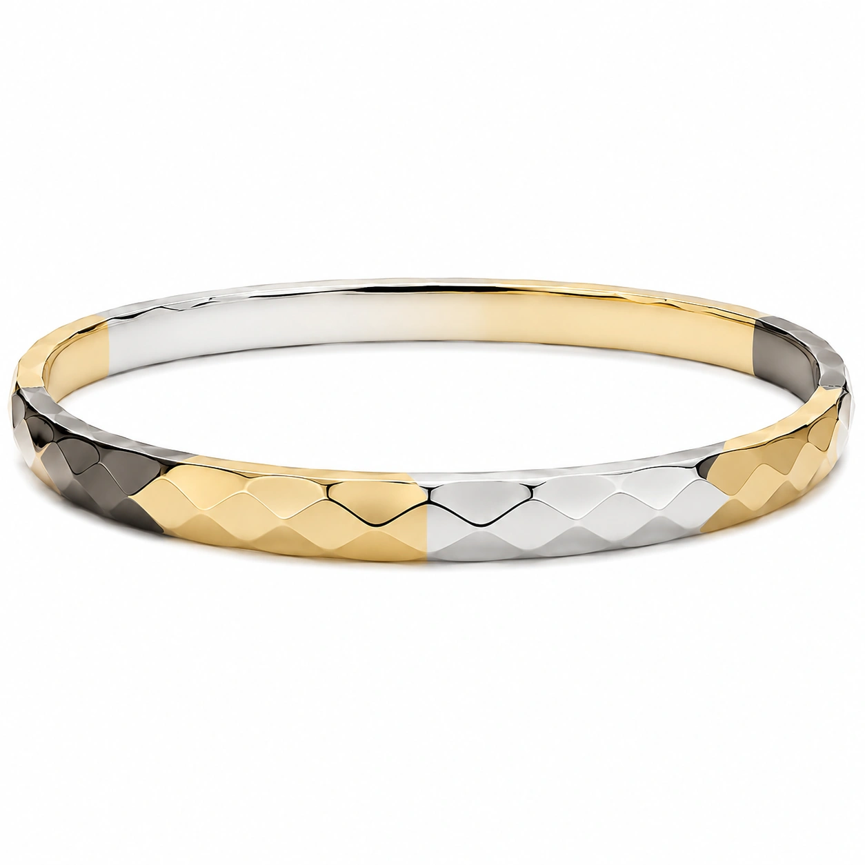 Zweifarbiger Armreif aus Edelstahl, Gold und Silber, 19 cm-homverica