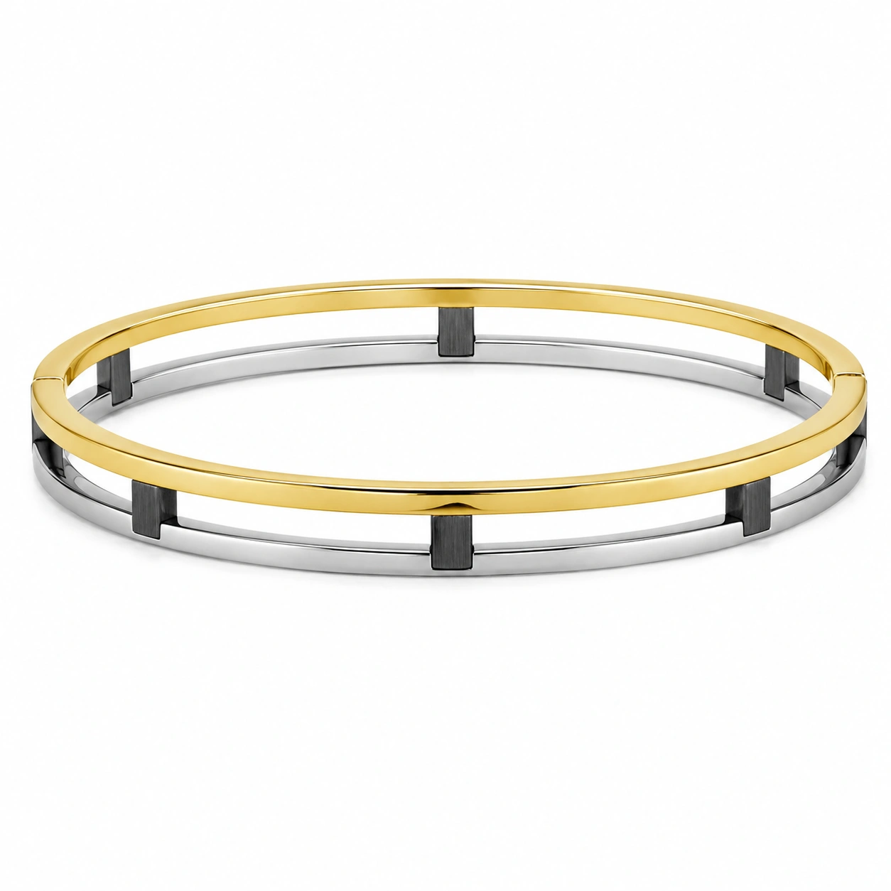 Eleganter zweifarbiger Armreif mit Klappverschluss - Silber/Gold-homverica