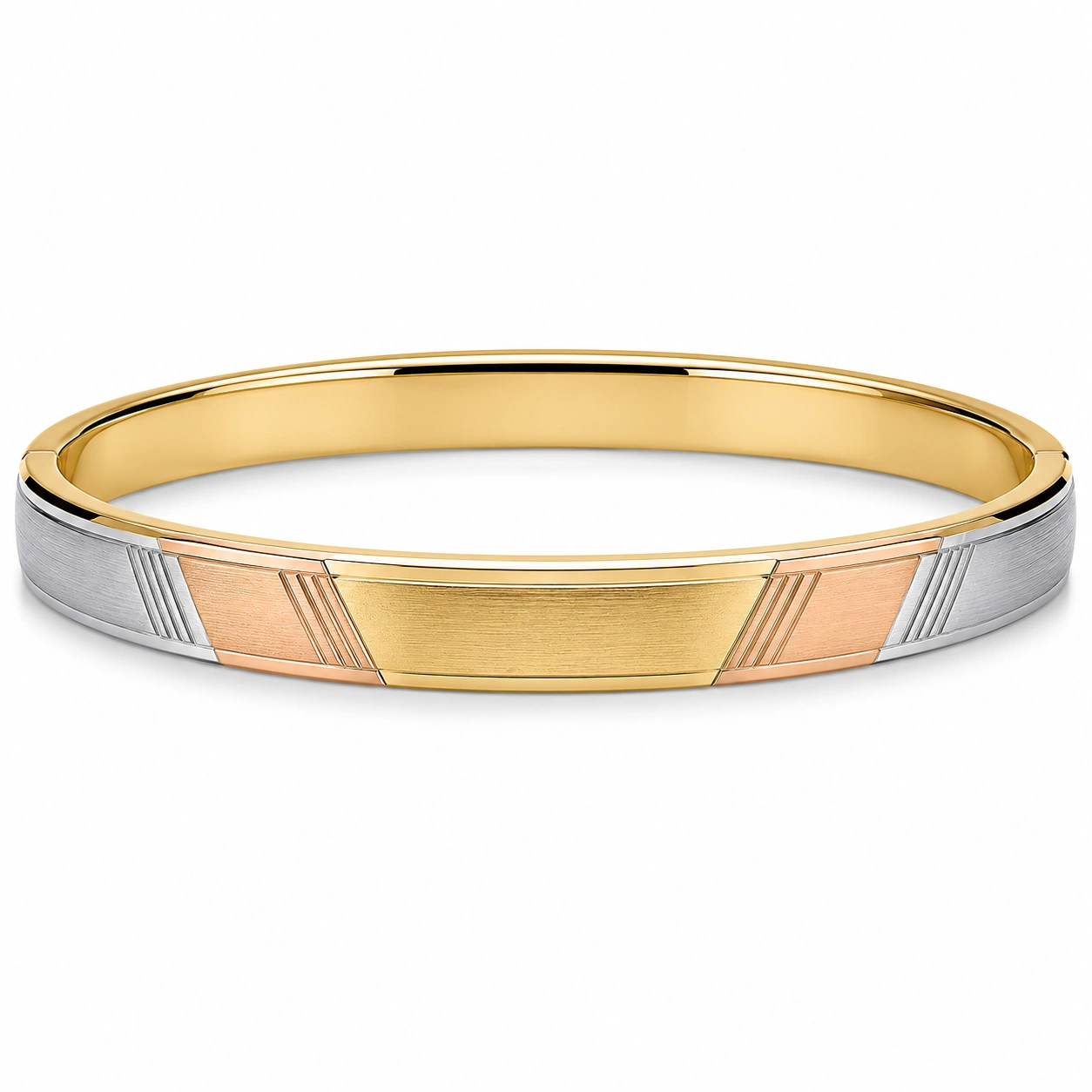 Minimalistischer Bicolor Armreif aus Edelstahl, Silber/Gold, 19 cm-homverica