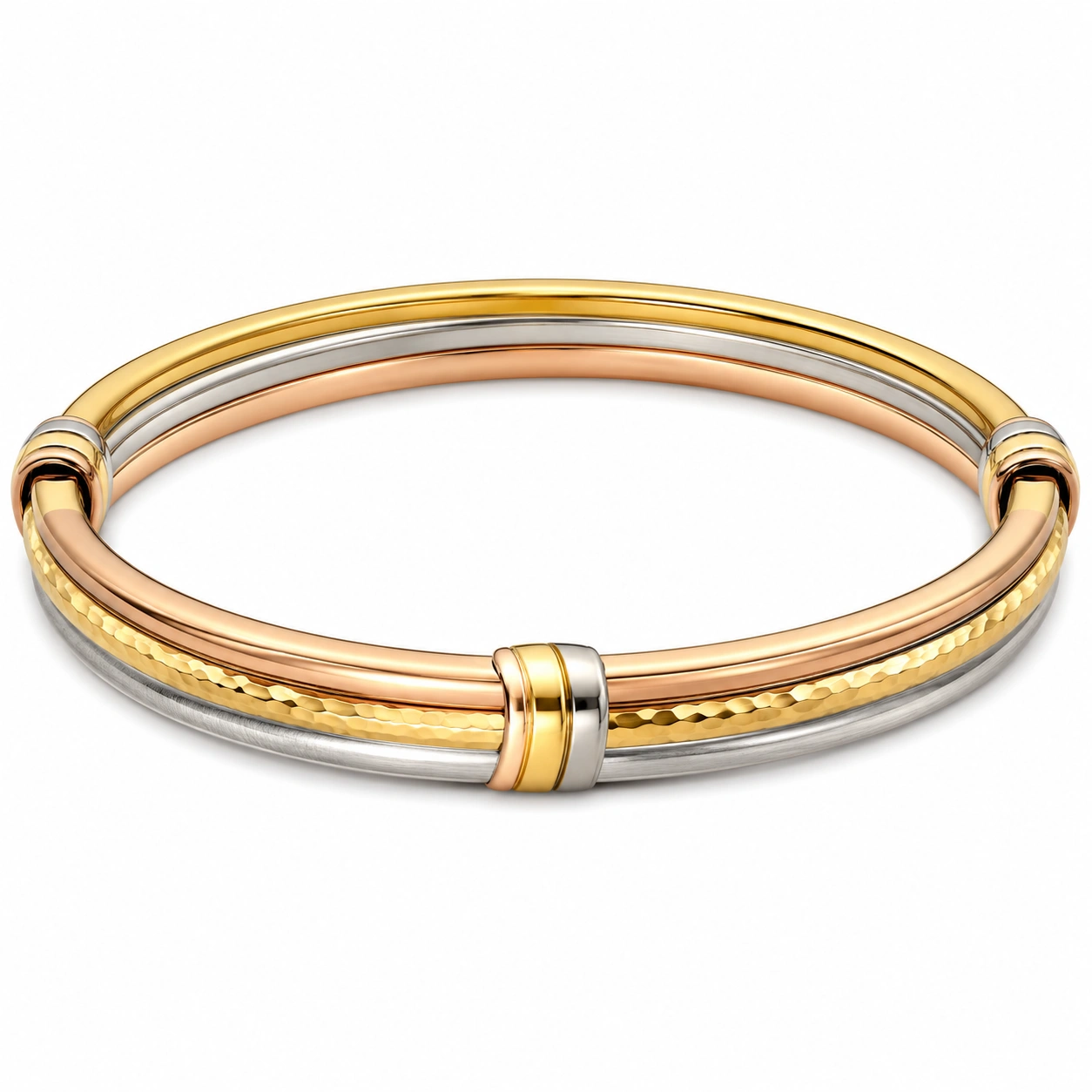 Dreifarbiger Armreif in Roségold, Silber und Gold-homverica