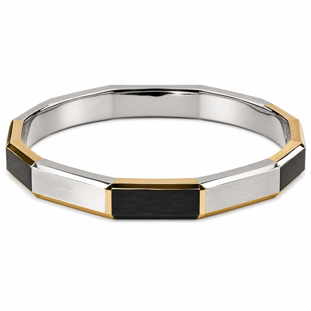 Damen Armreif dreifarbig Gold, Silber, Roségold, 19cm-homverica