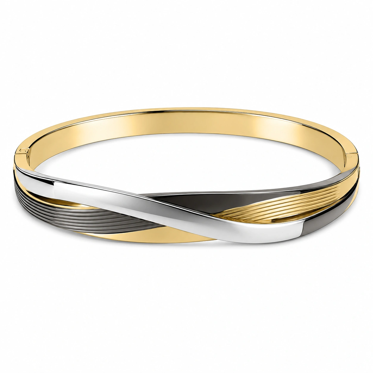 Eleganter Damen Armreif in Silber und Gold aus Edelstahl-homverica