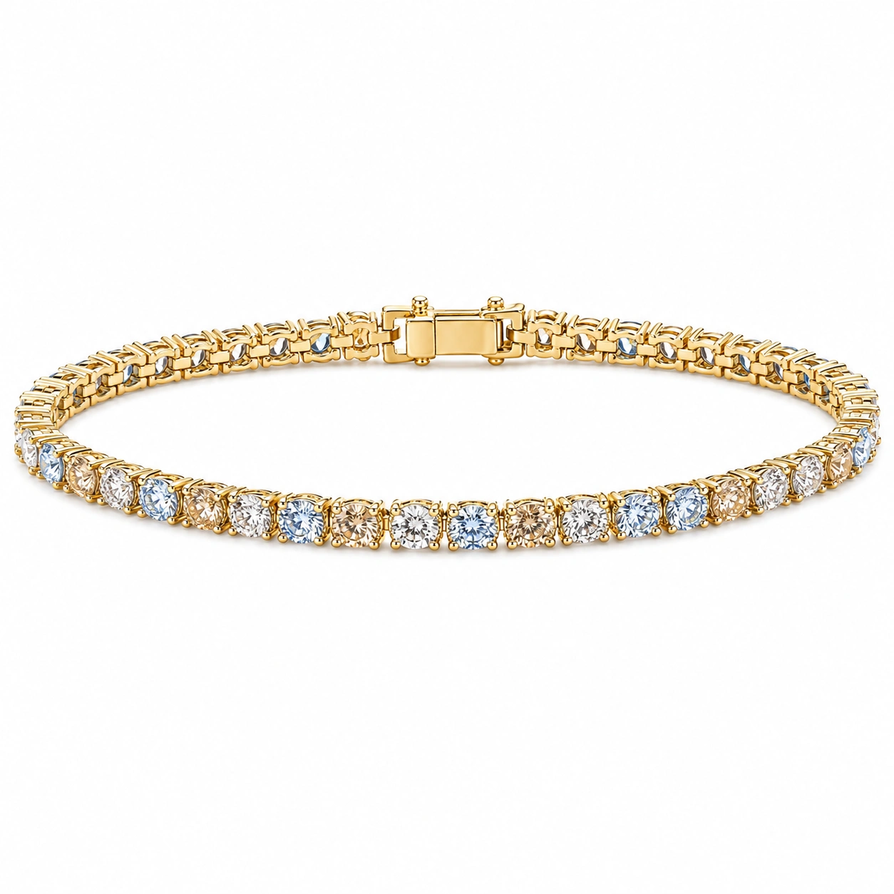 Elegantes Damen Tennisarmband mit mehrfarbigen Edelsteinen-homverica
