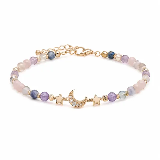 Elegantes Perlenarmband mit Mond und Sterne Motiven-glarnovex
